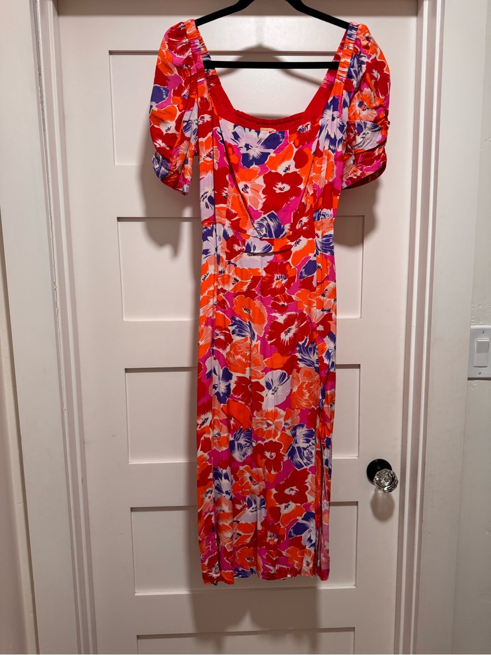 L*Space Bold Floral Orange Pink Midi Dress